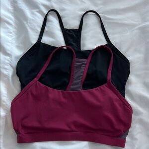 Women's Black and Burgundy Sports Bras set of 2 Size S